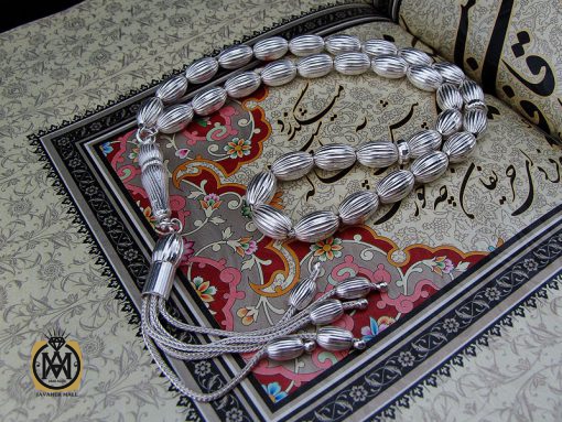تسبیح نقره 33 دانه هلی شیاردار - کد 4140 - تصویر 5