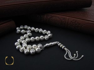 00 تسبیح نقره 33 دانه گرد جذاب - کد 4146 - تصویر 5