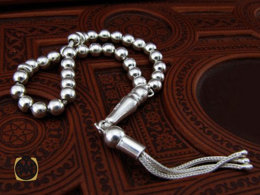 تسبیح نقره 33 دانه گرد ساده - کد 4148 - تصویر 5