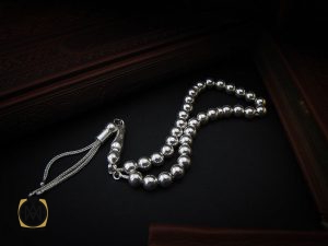 00 تسبیح نقره 33 دانه گرد ساده - کد 4150 - تصویر 5