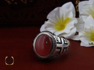 انگشتر عقیق یمن مردانه رکاب دست ساز طرح علی - کد 8986 - تصویر 6