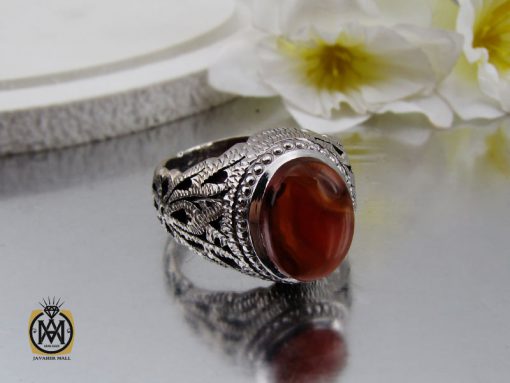 انگشتر عقیق یمن خوش نقش مردانه رکاب دست ساز - کد 10016 - تصویر 6