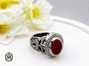 00 انگشتر عقیق یمن مردانه رکاب دست ساز - کد 10018 - تصویر 6