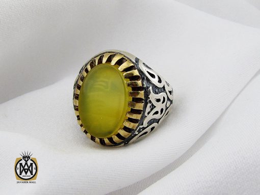 انگشتر عقیق زرد با حکاکی شرف الشمس مردانه – کد 8825 - تصویر 6