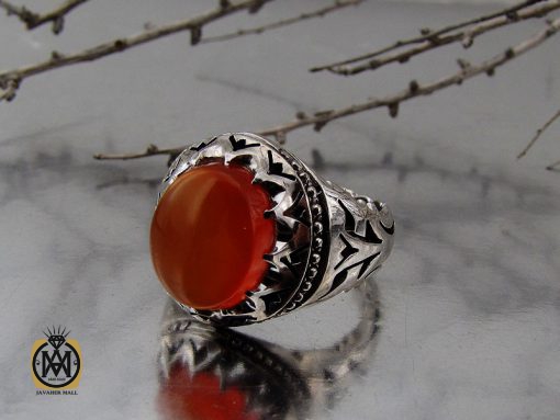 انگشتر عقیق یمن مردانه رکاب دست ساز - کد 10020 - تصویر 6