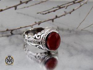 00 انگشتر عقیق یمن خوش رنگ مردانه رکاب دست ساز - کد 10022 - تصویر 6