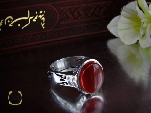 انگشتر عقیق یمن مردانه خوش رنگ رکاب دست ساز - کد 10028 - تصویر 6