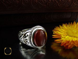 انگشتر عقیق یمن مردانه خوش رنگ رکاب دست ساز - کد 10029 - تصویر 6