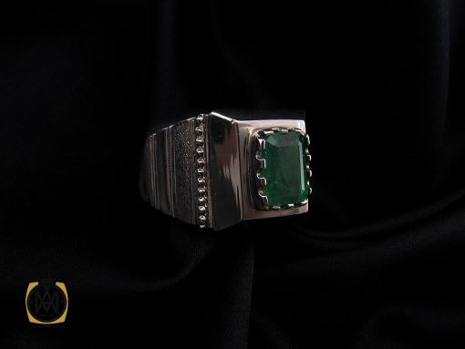 انگشتر زمرد زامبیا مرغوب مردانه - کد 10033 - تصویر 6