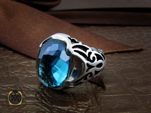 انگشتر توپاز سبز مردانه خوش رنگ و اصل - کد 10041 - تصویر 6