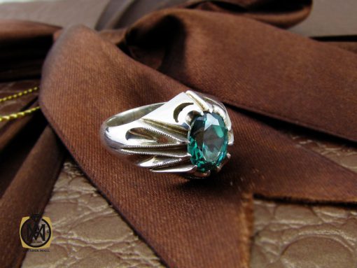 انگشتر توپاز سبز مردانه هنر دست استاد باقرزاده - کد 10042 - تصویر 6