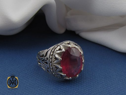 انگشتر یاقوت سرخ خوش رنگ مردانه هنر دست استاد مغان - کد 10048 - تصویر 6