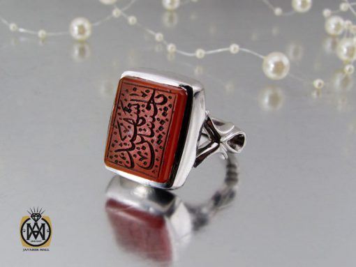 انگشتر عقیق خراسان مردانه با حکاکی یا حسین شهید - کد 10054 - تصویر 6