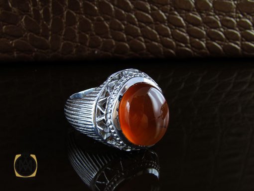 انگشتر عقیق یمن شبکه ای مردانه - کد 10063 - تصویر 6