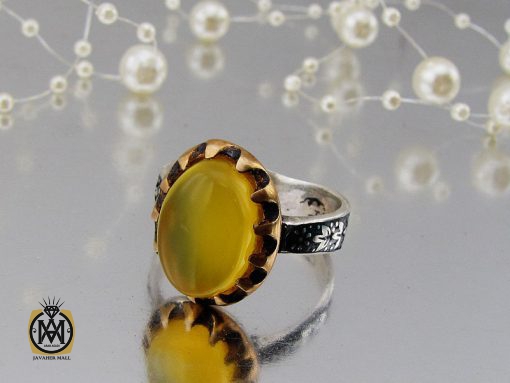 انگشتر عقیق زرد با حکاکی شرف الشمس مردانه – کد 8830 - تصویر 6