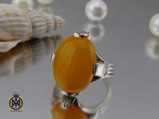 انگشتر عقیق زرد با حکاکی شرف الشمس مردانه – کد 8832 - تصویر 6