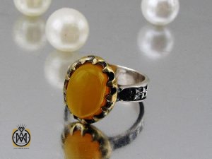 00 انگشتر عقیق زرد با حکاکی شرف الشمس مردانه – کد 8833 - تصویر 6