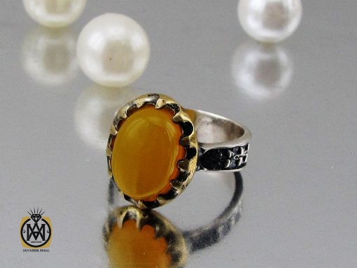 انگشتر عقیق زرد با حکاکی شرف الشمس مردانه – کد 8833 - تصویر 6