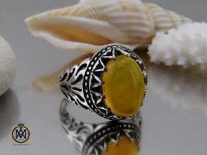 00 انگشتر عقیق زرد با حکاکی شرف الشمس مردانه – کد 8836 - تصویر 6