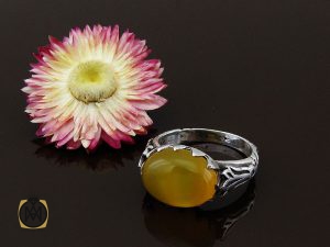 انگشتر عقیق زرد با حکاکی شرف الشمس مردانه – کد 8838 - تصویر 6