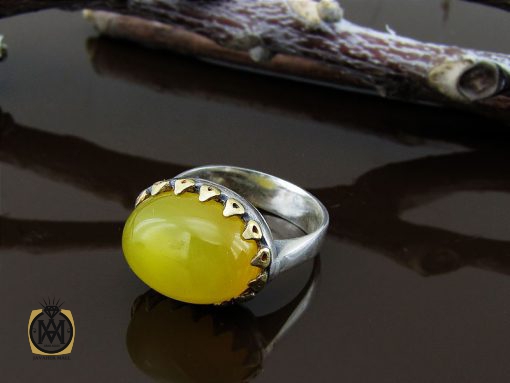 انگشتر عقیق زرد با حکاکی شرف الشمس طرح صفوی مردانه – کد 8842 - تصویر 6
