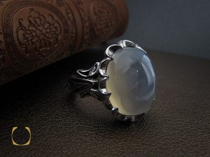 00 انگشتر عقیق یمن کبود الماس تراش مردانه - کد 8852 - تصویر 6