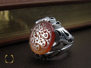 00 انگشتر عقیق یمن با حکاکی حسبی من هو حسبی مردانه دست ساز - کد 8854 - تصویر 6