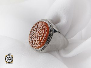 00 انگشتر عقیق یمن با حکاکی سلام قولا من رب رحيم مردانه - کد 8857 - تصویر 6