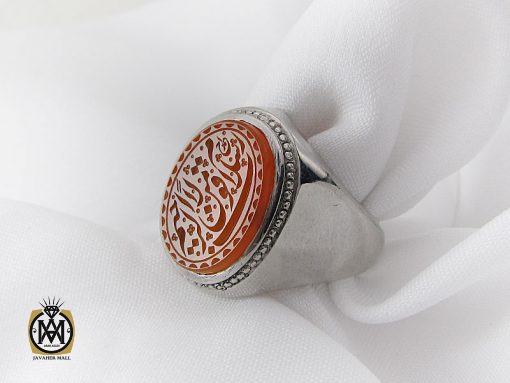 انگشتر عقیق یمن با حکاکی سلام قولا من رب رحيم مردانه  - کد 8857 - تصویر 6