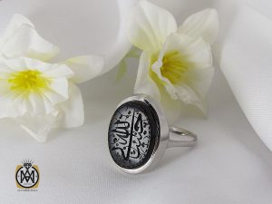 00 انگشتر عقیق جزع یمن با حکاکی حسبی الله مردانه دست ساز - کد 8858 - تصویر 6