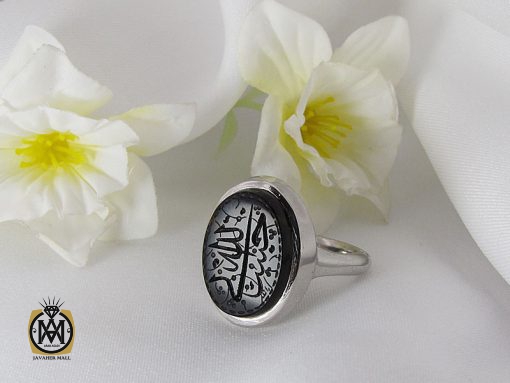 انگشتر عقیق جزع یمن با حکاکی حسبی الله مردانه دست ساز - کد 8858 - تصویر 6