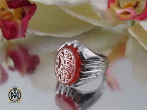 00 انگشتر عقیق یمن با حکاکی سلام قولا من رب رحيم مردانه - کد 8859 - تصویر 6