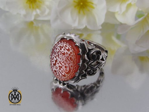 انگشتر عقیق یمن با حکاکی یا ثارالله وابن ثاره مردانه - کد 8860 - تصویر 6