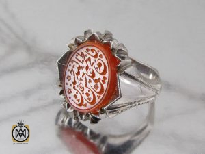 00 انگشتر عقیق یمن با حکاکی الله و پنج تن مردانه هنر دست استاد شرفیان - کد 8862 - تصویر 6