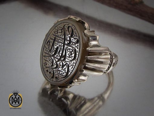 انگشتر عقیق با حکاکی ذکر صلوات مردانه هنر دست استاد شرفیان - کد 8869 - تصویر 6