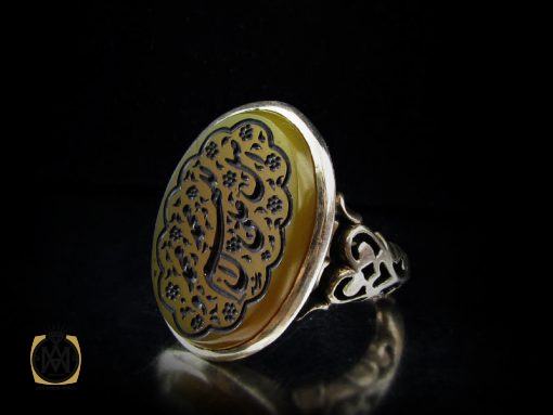 انگشتر عقیق با حکاکی ذکر صلوات مردانه - کد 8870 - تصویر 6