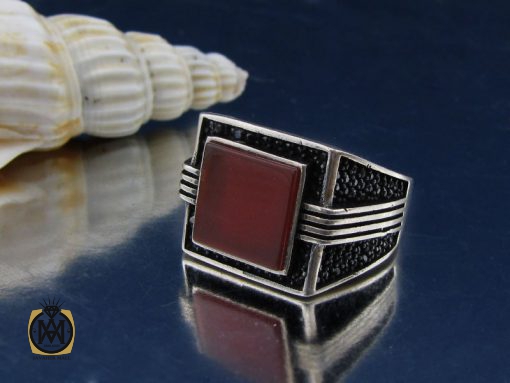 انگشتر عقیق قرمز مردانه - کد 8873 - تصویر 6