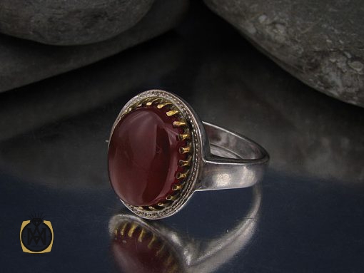 انگشتر عقیق یمن خوش رنگ مردانه - کد 8876 - تصویر 6