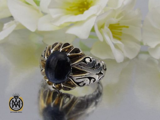 00 انگشتر یاقوت کبود مرغوب مردانه هنر دست استاد جهانگیری - کد 8880 - تصویر 6