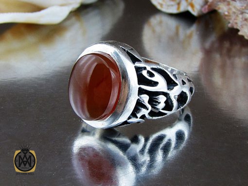انگشتر عقیق یمن با حکاکی شرف الشمس مردانه - کد 8891 - تصویر 6