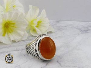 00 انگشتر عقیق یمن با حکاکی شرف الشمس مردانه - کد 8896 - تصویر 6