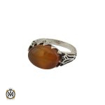 انگشتر عقیق یمن با حکاکی شرف الشمس طرح صفوی مردانه - کد 8911