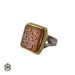انگشتر عقیق یمن با حکاکی یا امیرالمومنین حیدر مدد دست ساز مردانه - کد 8916