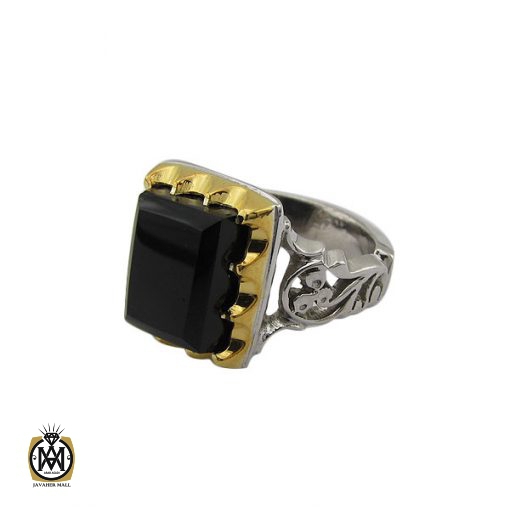 1 انگشتر عقیق سیاه یمن دست ساز مردانه - کد 8921 - تصویر 1