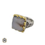 1 انگشتر عقیق کبود یمن تراش دست ساز مردانه - کد 8923