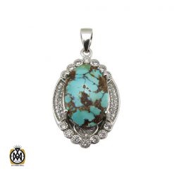 مدال فیروزه نیشابوری طرح ترگل زنانه - کد 3182 مدال فیروزه نیشابوری طرح ترگل زنانه - کد 3182