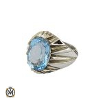 1 انگشتر توپاز آبی مردانه هنر دست استاد شرفیان – کد 8815