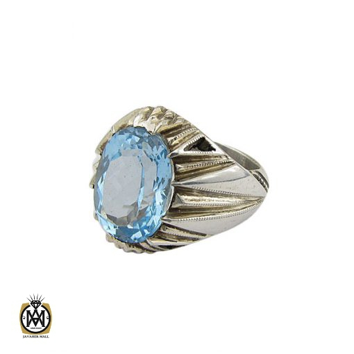 1 انگشتر توپاز آبی مردانه هنر دست استاد شرفیان – کد 8815 - تصویر 1