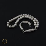 1 تسبیح  33 دانه گرد نقره شیار دار - کد 4147