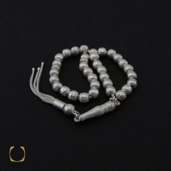 تسبیح نقره 33 دانه گرد شیاردار - کد 4149 تسبیح نقره 33 دانه گرد شیاردار - کد 4149